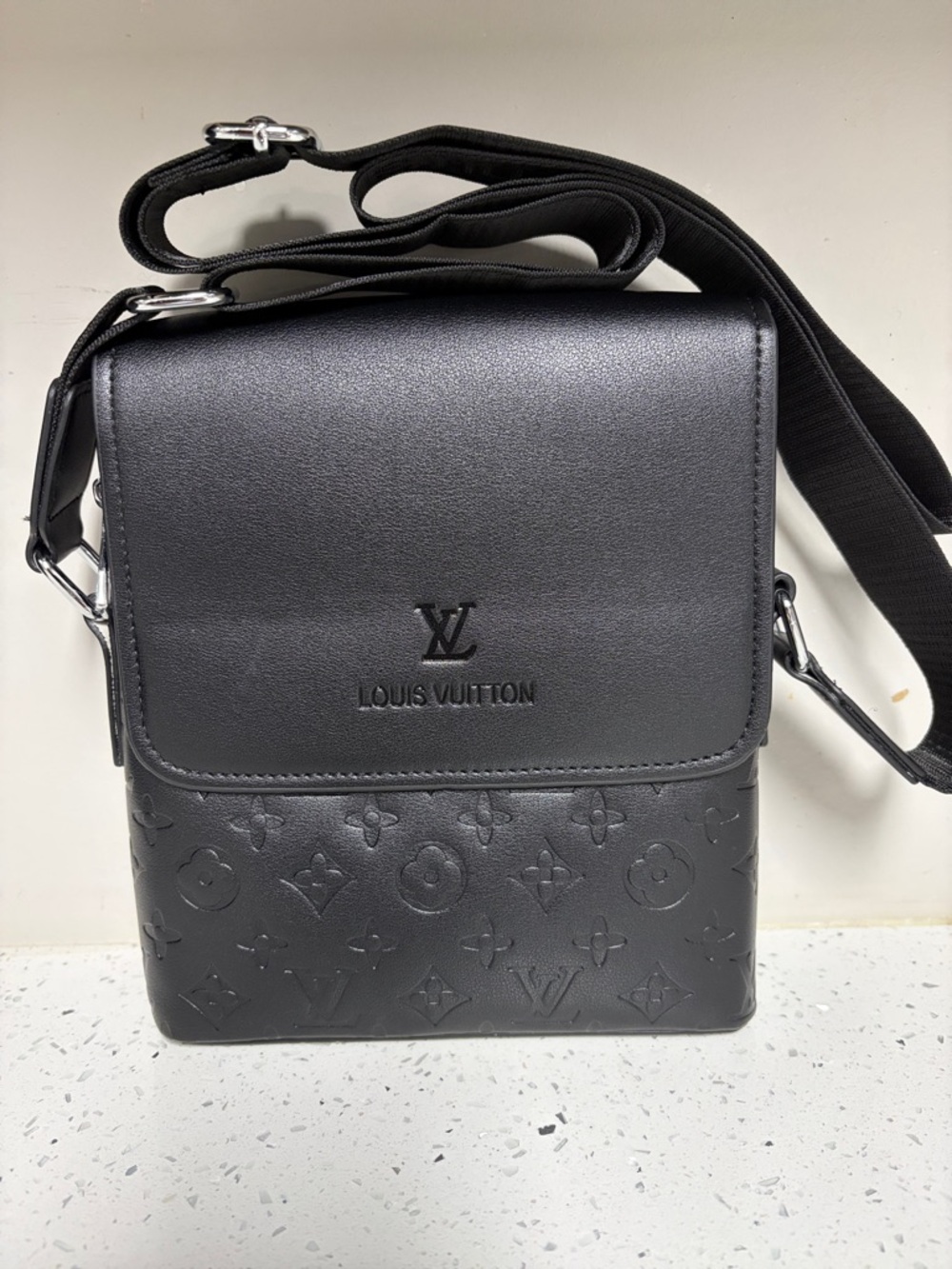 Louis Vuitton Black Embossed Monogram Messenger Bag